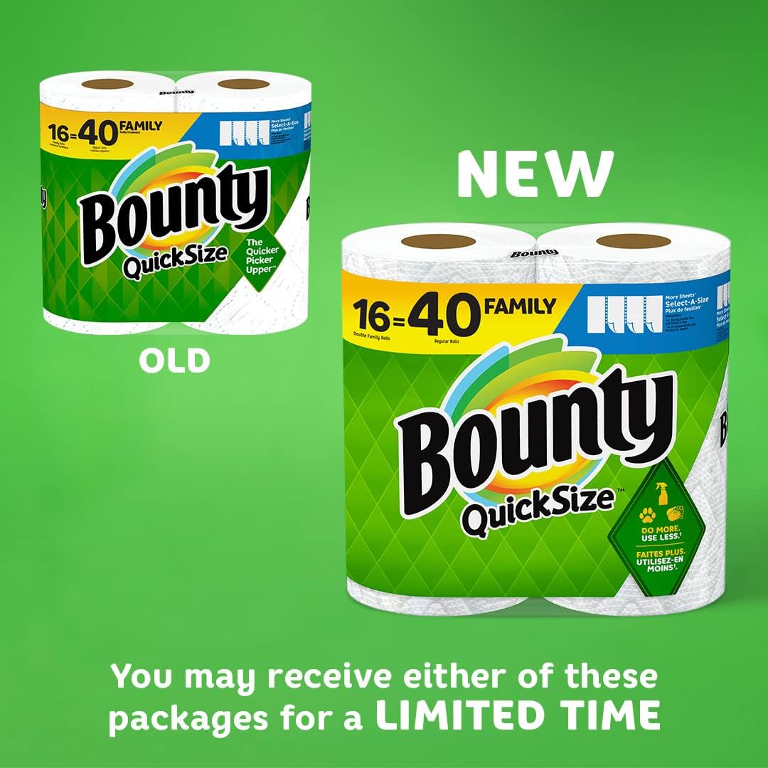 Cadeau offert avec la commande--Rouleaux de cuisine Bounty Quick Size, blancs, 8 rouleaux familiaux = 20 rouleaux standard (l'emballage peut varier)
