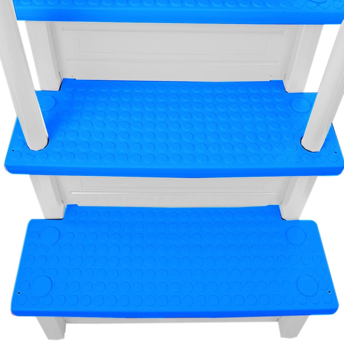 Échelle antidérapante pour piscines hors sol | Grise | Pour piscines hors sol avec une hauteur de terrasse de 122 à 137 cm | Échelle de sécurité supportant jusqu'à 136 kg