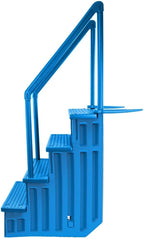 Marches antidérapantes Aqua Select pour piscines hors sol | Bleues | Pour piscines hors sol | Installation possible sur des terrasses de 122 à 137 cm de hauteur | Échelle de sécurité supportant jusqu'à 113 kg