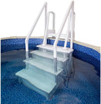 Échelle antidérapante pour piscines hors sol | Grise | Pour piscines hors sol avec une hauteur de terrasse de 122 à 137 cm | Échelle de sécurité supportant jusqu'à 136 kg