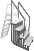 Échelle antidérapante pour piscines hors sol | Grise | Pour piscines hors sol avec une hauteur de terrasse de 122 à 137 cm | Échelle de sécurité supportant jusqu'à 136 kg