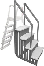 Échelle antidérapante pour piscines hors sol | Grise | Pour piscines hors sol avec une hauteur de terrasse de 122 à 137 cm | Échelle de sécurité supportant jusqu'à 136 kg