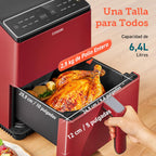 Friteuse à air sans huile COSORI 6,4 L, double chauffage, sans remuer ni préchauffer, avec recettes en espagnol et 12 programmes, gris foncé, modèle CAF-P583S