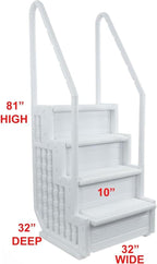 Marches antidérapantes Aqua Select pour piscines hors sol | Bleues | Pour piscines hors sol | Installation possible sur des terrasses de 122 à 137 cm de hauteur | Échelle de sécurité supportant jusqu'à 113 kg
