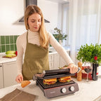 Cecotec Grill électrique Rock’nGrill Smart. Système de réglage de la puissance, du temps et de la température de 2000 W, ouverture à 180 °, plaques amovibles allant au lave vaisselle : Cuisine et Maison