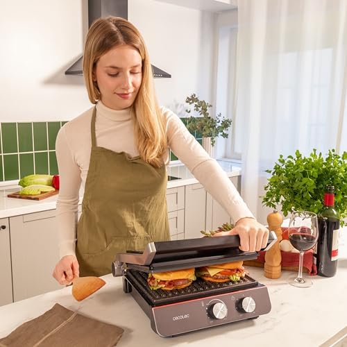 Cecotec Grill électrique Rock’nGrill Smart. Système de réglage de la puissance, du temps et de la température de 2000 W, ouverture à 180 °, plaques amovibles allant au lave vaisselle : Cuisine et Maison