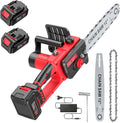 Brushless Trononneuse avec batterie 3000mAh * 2, 12 pouces scie à chane électrique sans fil, scie à chane électrique à une main, scie à chane manuelle sans fil avec verrouillage de sécurité