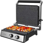 Cecotec Grill électrique Rock’nGrill Smart. Système de réglage de la puissance, du temps et de la température de 2000 W, ouverture à 180 °, plaques amovibles allant au lave vaisselle : Cuisine et Maison