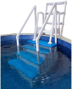 Échelle antidérapante pour piscines hors sol | Grise | Pour piscines hors sol avec une hauteur de terrasse de 122 à 137 cm | Échelle de sécurité supportant jusqu'à 136 kg