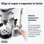 Machine à café De'Longhi Dedica - Acier inoxydable, pompe, pour café moulu ou dosettes, expresso et cappuccino, réservoir de 1,3 litre, système anti-gouttes, modèle EC685.M, couleur métal