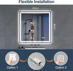 Miroir de salle de bain S'bagno avec éclairage 120 x 70 cm, miroir de salle de bain LED avec Bluetooth et fonction antibuée, intensité variable 3000 K/4000 K/6500 K, mémoire de forme, verre trempé HD, IP44 - Miroirs de salle de bain LED, horizontaux