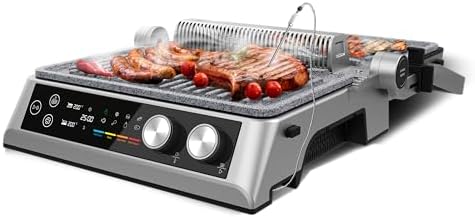 Cecotec Grill électrique Rock’nGrill Smart. Système de réglage de la puissance, du temps et de la température de 2000 W, ouverture à 180 °, plaques amovibles allant au lave vaisselle : Cuisine et Maison