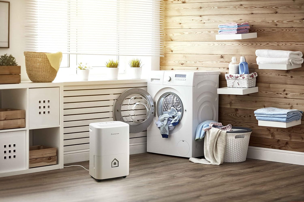 Ariston Deos 16S NET WiFi Déshumidificateur Portable Haut de gamme 16L, Contrôle Électronique du niveau d’Humidité, Fonction Buanderie, Silencieux, pour des pièces allant jusqu'à 44 m²