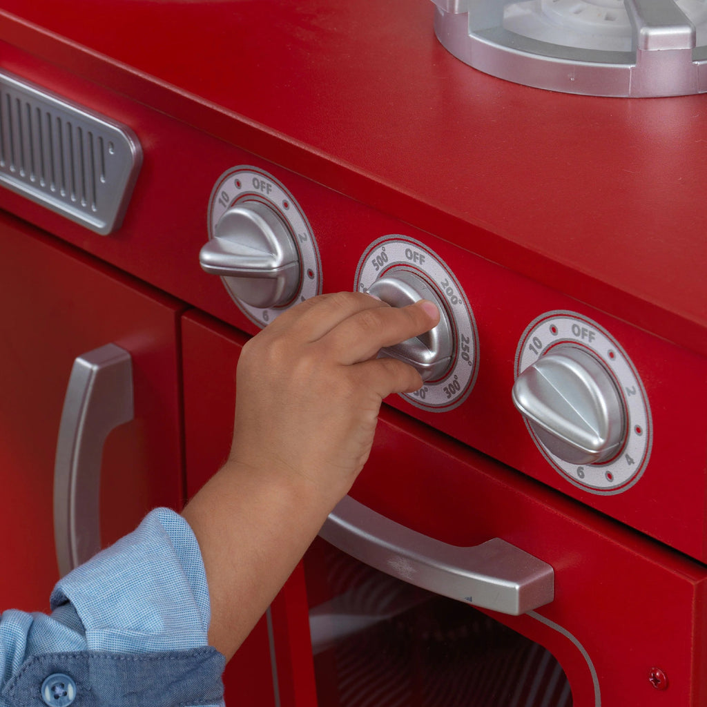 Cuisine jouet vintage en bois rouge KidKraft avec téléphone jouet