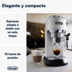 Machine à café De'Longhi Dedica - Acier inoxydable, pompe, pour café moulu ou dosettes, expresso et cappuccino, réservoir de 1,3 litre, système anti-gouttes, modèle EC685.M, couleur métal