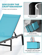 Chaise longue de jardin pliante en aluminium, sans montage, avec dossier réglable 5 positions, idéale pour terrasse, piscine et plage – Noir