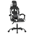 Chaise de jeu 2025 avec repose-pieds pivotant, similicuir noir et blanc V8635