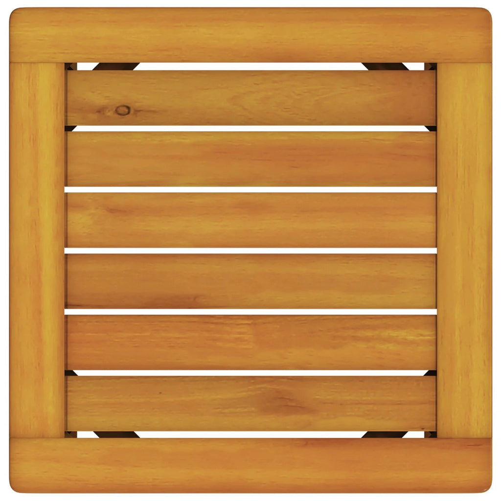 Ensemble de 2 chaises longues avec table et coussins en bois d'acacia massif (réf. 2025). Chaise longue avec coussins crème en bois d'acacia massif. Table d'appoint de jardin 35 x 35 x 34 cm en bois d'acacia massif (réf. V8526).
