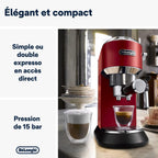 De'Longhi Dedica Style EC685.W, Machine à Café à Pompe en Acier Inoxydable Pour Café Moulu ou Dosettes, Machine à Espresso et Cappuccino, Réservoir de 1,3L, Système Anti-goutte, Blanc