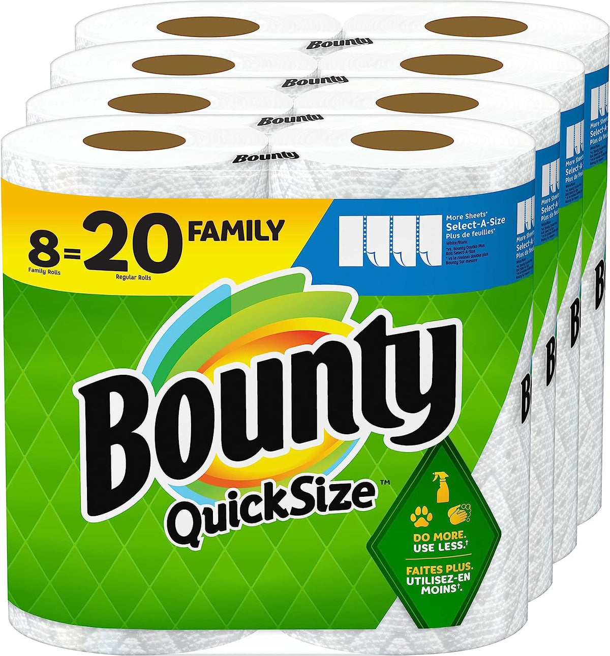 Cadeau offert avec la commande--Rouleaux de cuisine Bounty Quick Size, blancs, 8 rouleaux familiaux = 20 rouleaux standard (l'emballage peut varier)