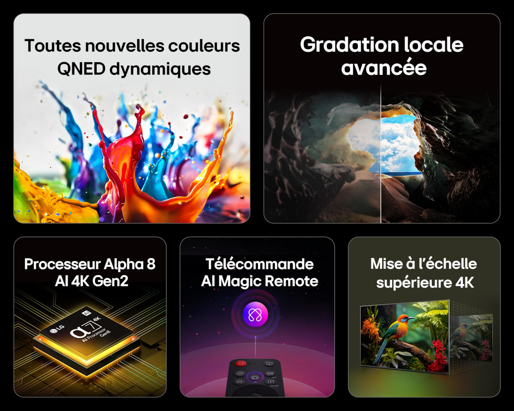 LG TV QNED AI 2025 | 55QNED8E | 55'' (139cm) | 4K UHD | HDR10 | webOS 25 | Télécommade AI Magic Remote | Alexa, Google Assistant | Netflix Disney+ CAN