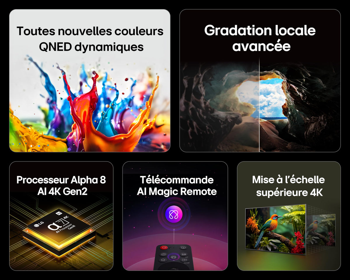 LG TV QNED AI 2025 | 43QNED8E | 43'' (108cm) | 4K UHD | HDR10 | webOS 25 | Télécommade AI Magic Remote | Alexa, Google Assistant | Netflix Disney+ CAN