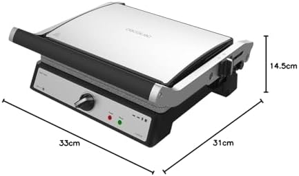 Cecotec Grill électrique Rock’nGrill Smart. Système de réglage de la puissance, du temps et de la température de 2000 W, ouverture à 180 °, plaques amovibles allant au lave vaisselle : Cuisine et Maison