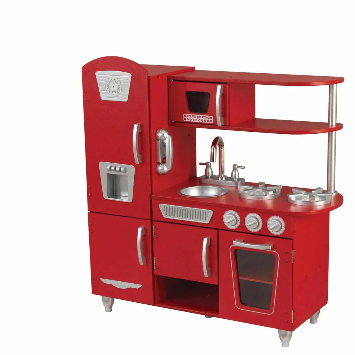 Cuisine jouet vintage en bois rouge KidKraft avec téléphone jouet