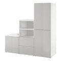 Armoire modulaire blanche avec rangements ouverts et fermés