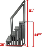 Échelle antidérapante pour piscines hors sol | Grise | Pour piscines hors sol avec une hauteur de terrasse de 122 à 137 cm | Échelle de sécurité supportant jusqu'à 136 kg