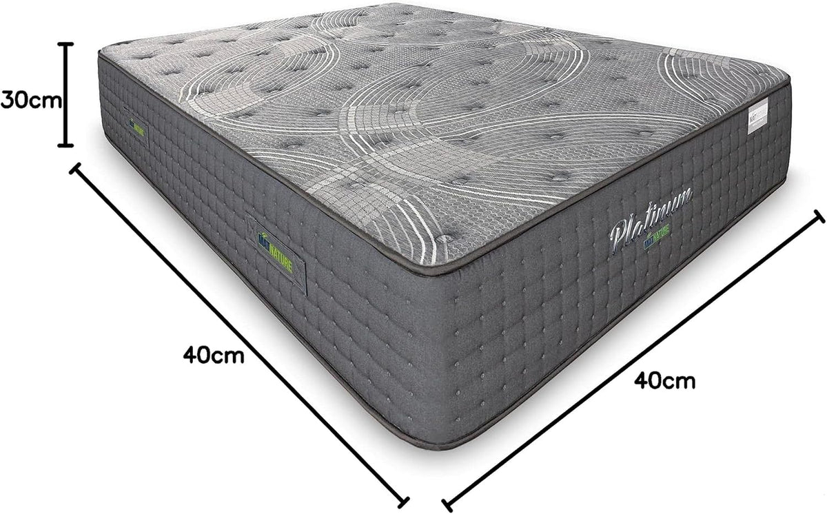 Matnature | Platinum | Matelas Grand Confort Pro Repos Multiple | Ressorts ensachés et mousse à mémoire de forme | Hauteur 30 cm | Respirant, antidérapant et anti-acariens (150 x 200 cm)