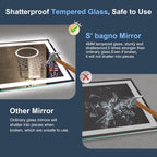 Miroir de salle de bain S'bagno avec éclairage 120 x 70 cm, miroir de salle de bain LED avec Bluetooth et fonction antibuée, intensité variable 3000 K/4000 K/6500 K, mémoire de forme, verre trempé HD, IP44 - Miroirs de salle de bain LED, horizontaux