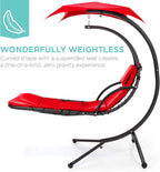 Chaise longue suspendue d'extérieur Best Choice Products – Fauteuil à bascule incurvé en acier avec coussin intégré et auvent amovible – Gris anthracite