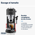 Machine à café De'Longhi Dedica - Acier inoxydable, pompe, pour café moulu ou dosettes, expresso et cappuccino, réservoir de 1,3 litre, système anti-gouttes, modèle EC685.M, couleur métal