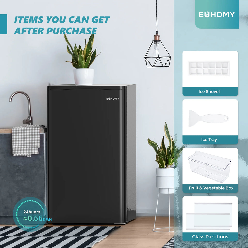 Mini-réfrigérateur EUHOMY 2025 avec congélateur compact. Porte simple