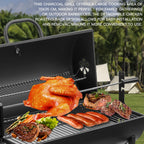 TEENO Chariot à Barbecue de Bois,Grill XXL à Charbon avec Couvercle, Thermomètre,Tiroir à Cendres,Gants anti-brûlures, Évent Réglable,Grand Barbecue au Charbon de Bois (Upgraded (with chicken grill))