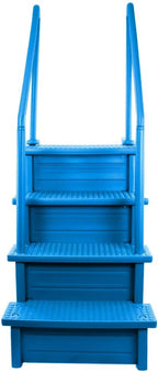 Échelle antidérapante pour piscines hors sol | Grise | Pour piscines hors sol avec une hauteur de terrasse de 122 à 137 cm | Échelle de sécurité supportant jusqu'à 136 kg