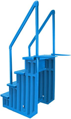 Marches antidérapantes Aqua Select pour piscines hors sol | Bleues | Pour piscines hors sol | Installation possible sur des terrasses de 122 à 137 cm de hauteur | Échelle de sécurité supportant jusqu'à 113 kg