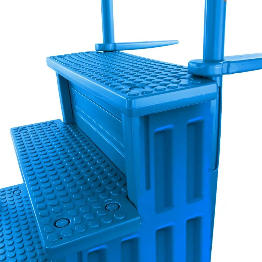 Échelle antidérapante pour piscines hors sol | Grise | Pour piscines hors sol avec une hauteur de terrasse de 122 à 137 cm | Échelle de sécurité supportant jusqu'à 136 kg