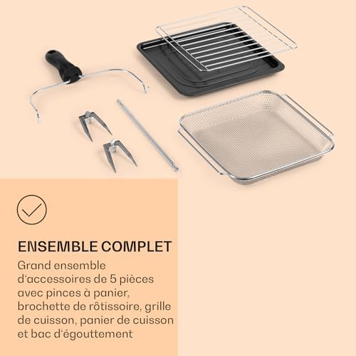 KLARSTEIN AeroVital Cube Chef   Friteuse sans huile, Air fryer, 1700 W, technologie DuoHeating, volume de 14L, 16 programmes, écran tactile, durée: environ 10h, thermostat: 50 220 °C, Inox, Noir : Cuisine et Maison
