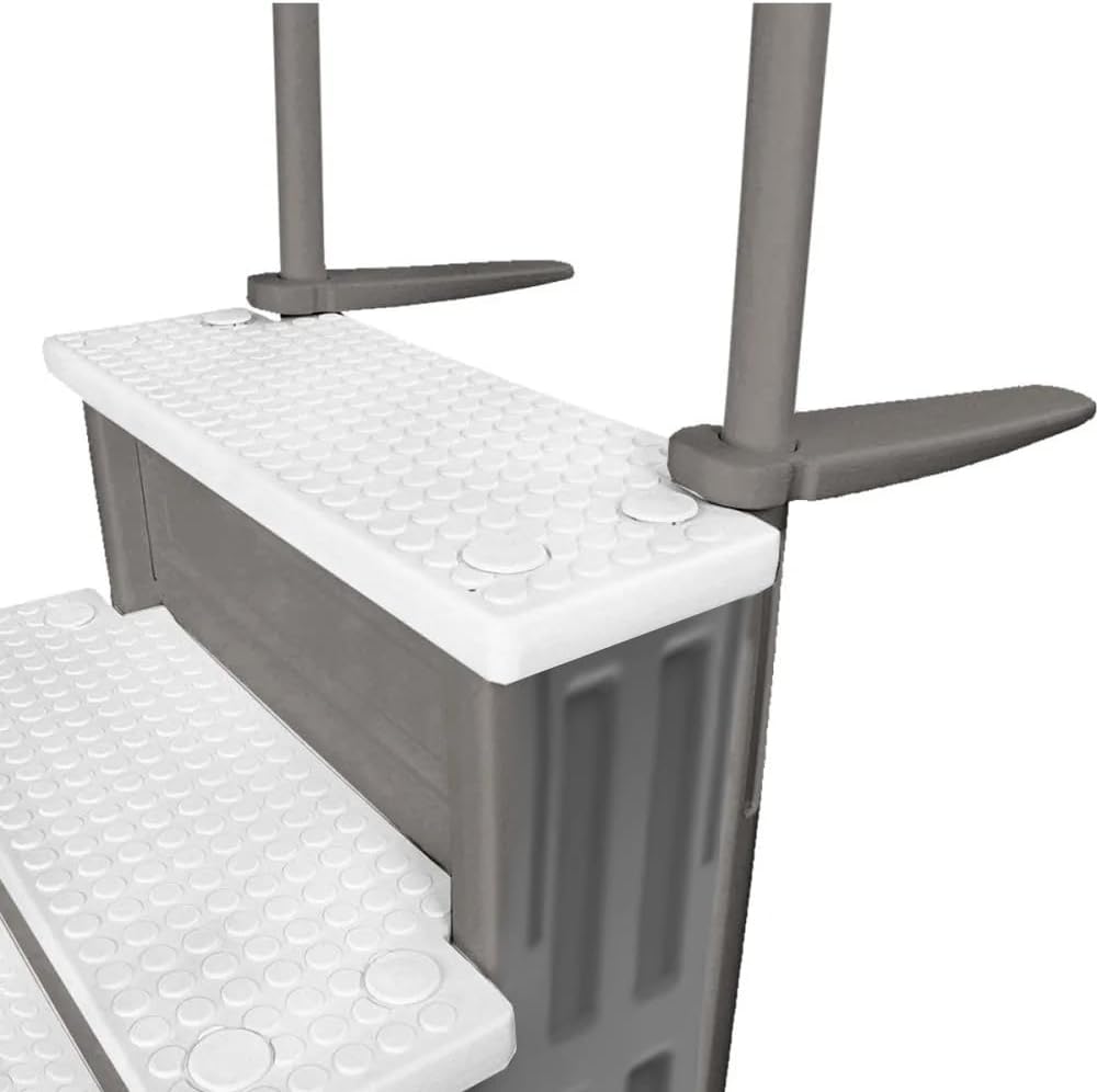 Marches antidérapantes Aqua Select pour piscines hors sol | Bleues | Pour piscines hors sol | Installation possible sur des terrasses de 122 à 137 cm de hauteur | Échelle de sécurité supportant jusqu'à 113 kg