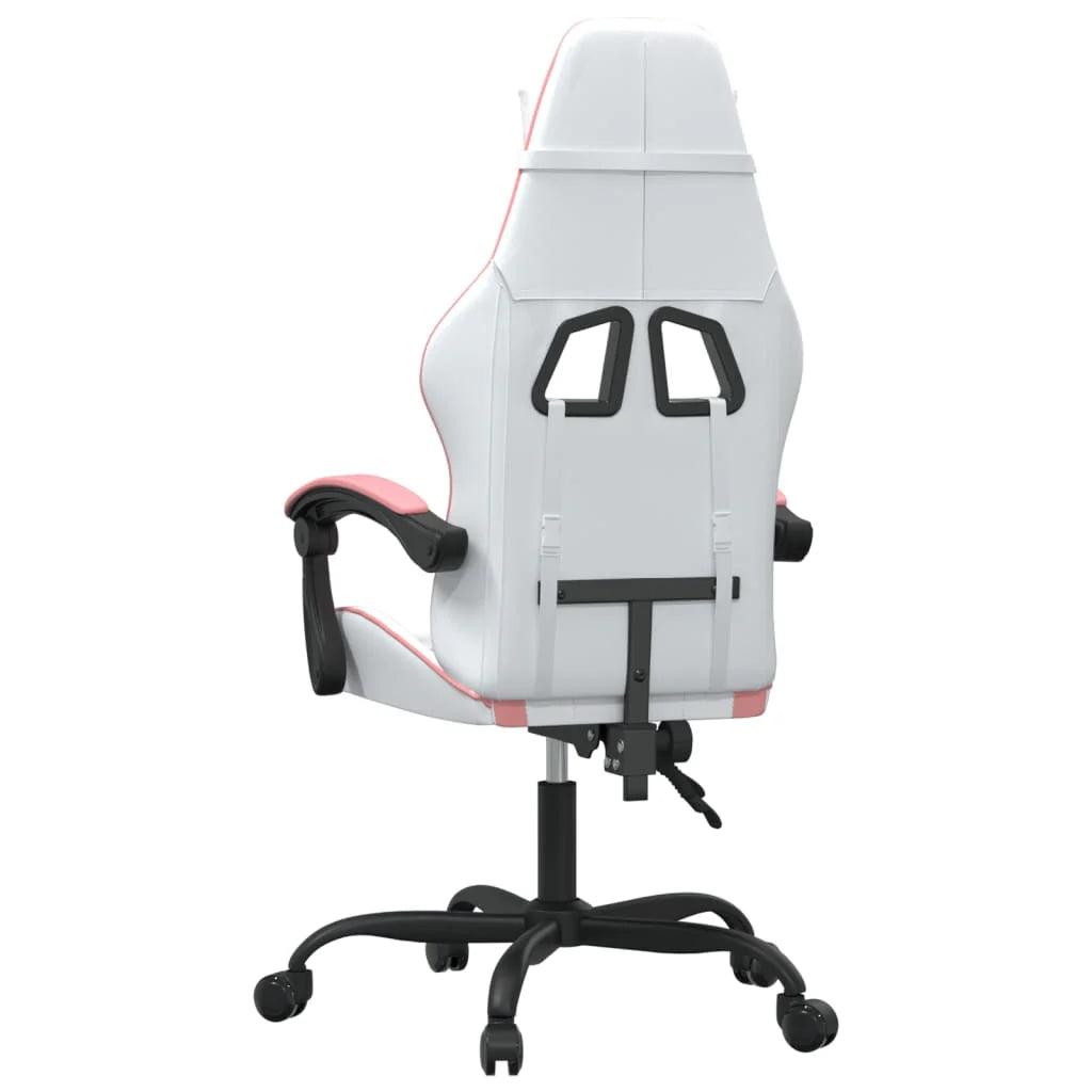 Chaise de jeu 2025 en cuir synthétique blanc et rose V1080