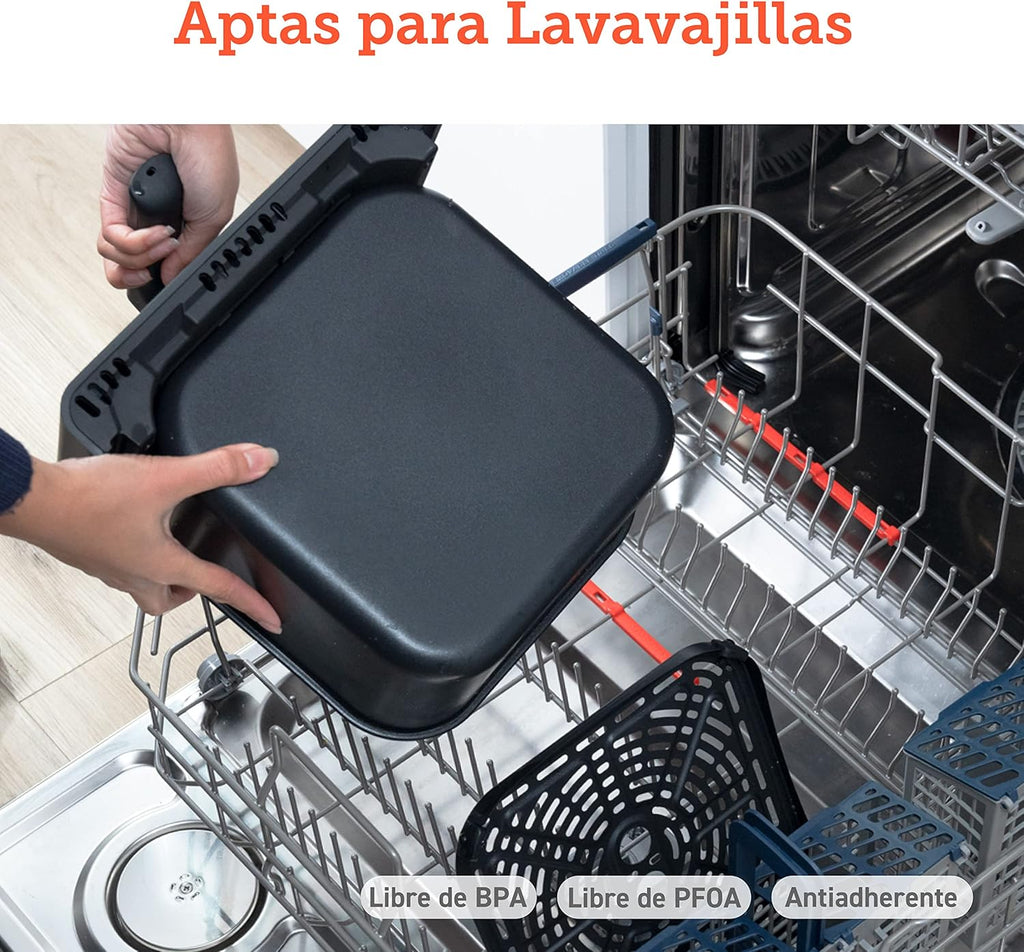 Friteuse à air sans huile COSORI 6,4 L, double chauffage, sans remuer ni préchauffer, avec recettes en espagnol et 12 programmes, gris foncé, modèle CAF-P583S