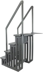 Échelle antidérapante pour piscines hors sol | Grise | Pour piscines hors sol avec une hauteur de terrasse de 122 à 137 cm | Échelle de sécurité supportant jusqu'à 136 kg