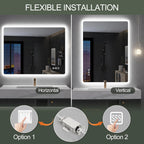 Miroir de salle de bain S'bagno avec éclairage 1200 x 700 mm, IP44, LED, Bluetooth, antibuée, 3 couleurs de lumière (3 000 K, 4 000 K, 6 500 K), intensité variable, mémoire, vertical ou horizontal. Miroirs de salle de bain avec LED.