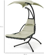 Chaise longue suspendue d'extérieur Best Choice Products – Fauteuil à bascule incurvé en acier avec coussin intégré et auvent amovible – Gris anthracite