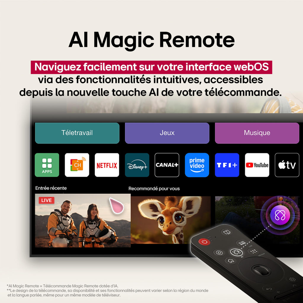 LG TV QNED AI 2025 | 55QNED8E | 55'' (139cm) | 4K UHD | HDR10 | webOS 25 | Télécommade AI Magic Remote | Alexa, Google Assistant | Netflix Disney+ CAN