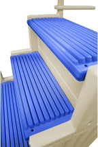 Marches antidérapantes Aqua Select pour piscines hors sol | Bleues | Pour piscines hors sol | Installation possible sur des terrasses de 122 à 137 cm de hauteur | Échelle de sécurité supportant jusqu'à 113 kg