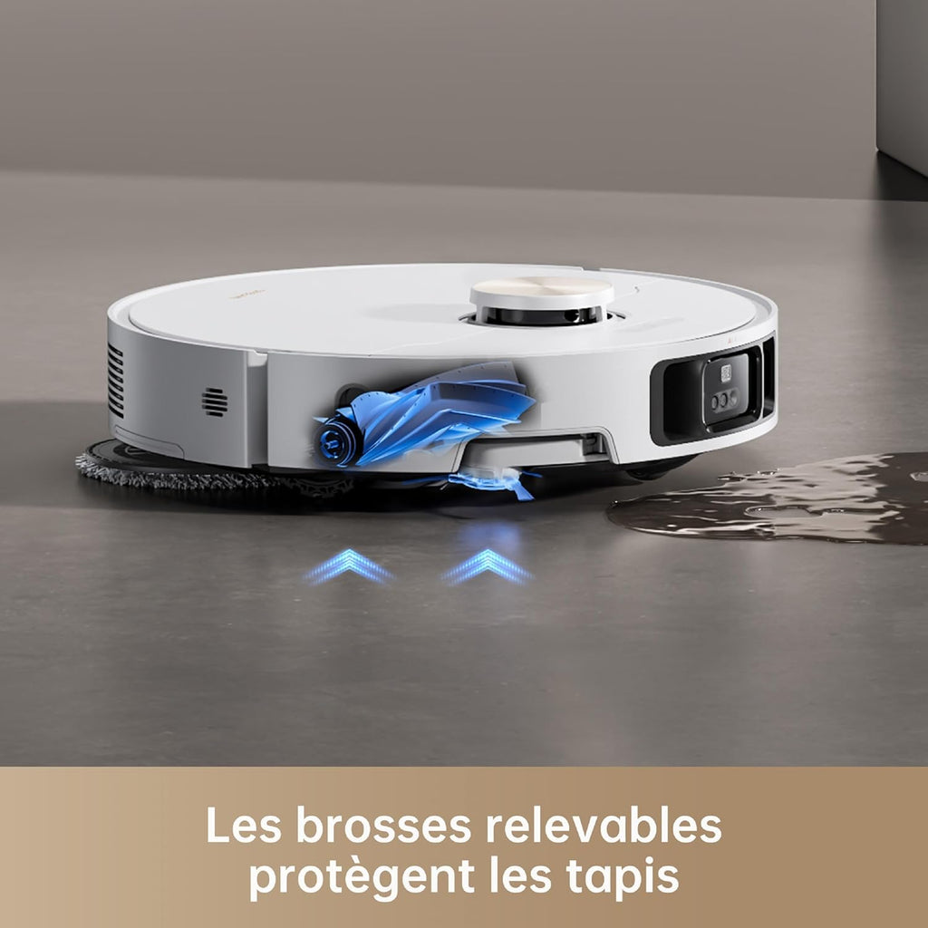 Dreame X40 Ultra Complete Robot Aspirateur avec Serpillière amovible et relevable, Brosse latérale surélevée,12 000 Pa,Serpillière et la Plaque de lavage avec de l'eau chaude à 70°C,Brosses relevables