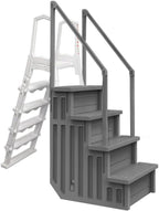 Marches antidérapantes Aqua Select pour piscines hors sol | Bleues | Pour piscines hors sol | Installation possible sur des terrasses de 122 à 137 cm de hauteur | Échelle de sécurité supportant jusqu'à 113 kg